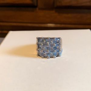 Sterling silver costume blue topaz statement ring